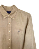 ‏RL Camel & Navy Logo Linen Shirt