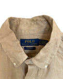‏RL Camel & Navy Logo Linen Shirt
