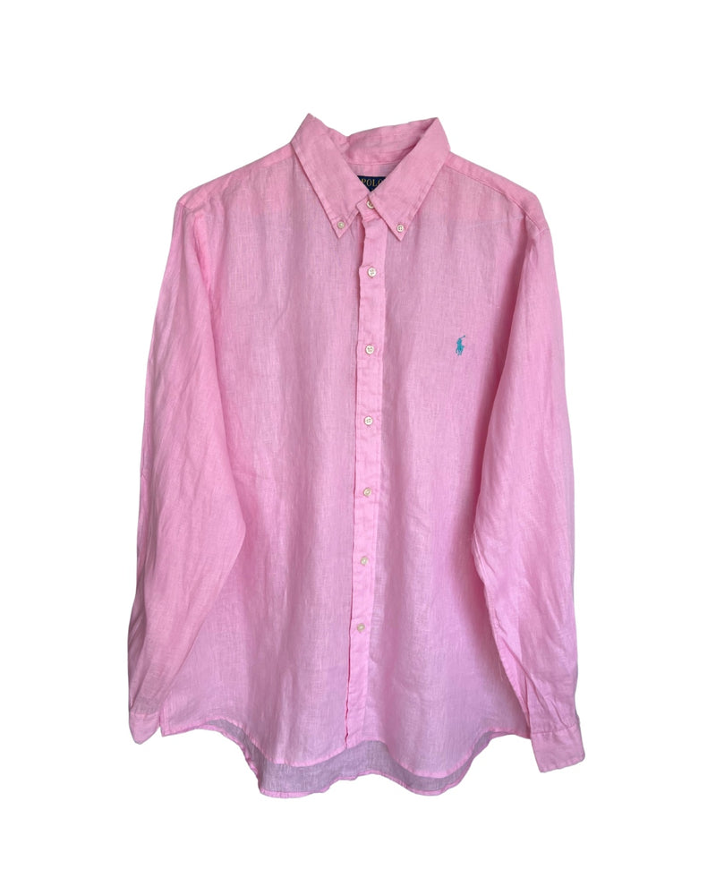 ‏RL Pink & Turquoise Logo Linen Shirt