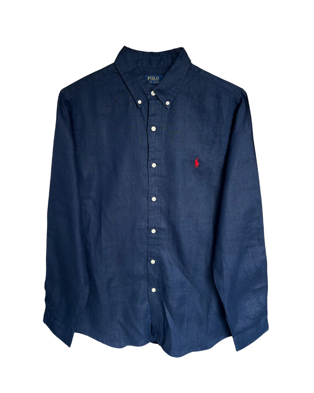 ‏RL Navy & Red Logo Linen Shirt with tag
