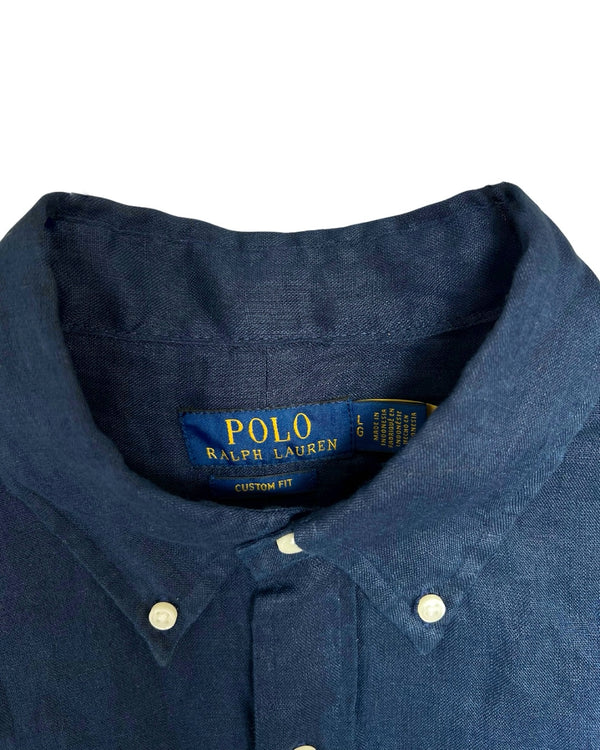 ‏RL Navy & Red Logo Linen Shirt