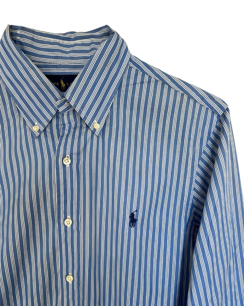 ‏RL Blue/ White Stripes & Navy Logo Shirt