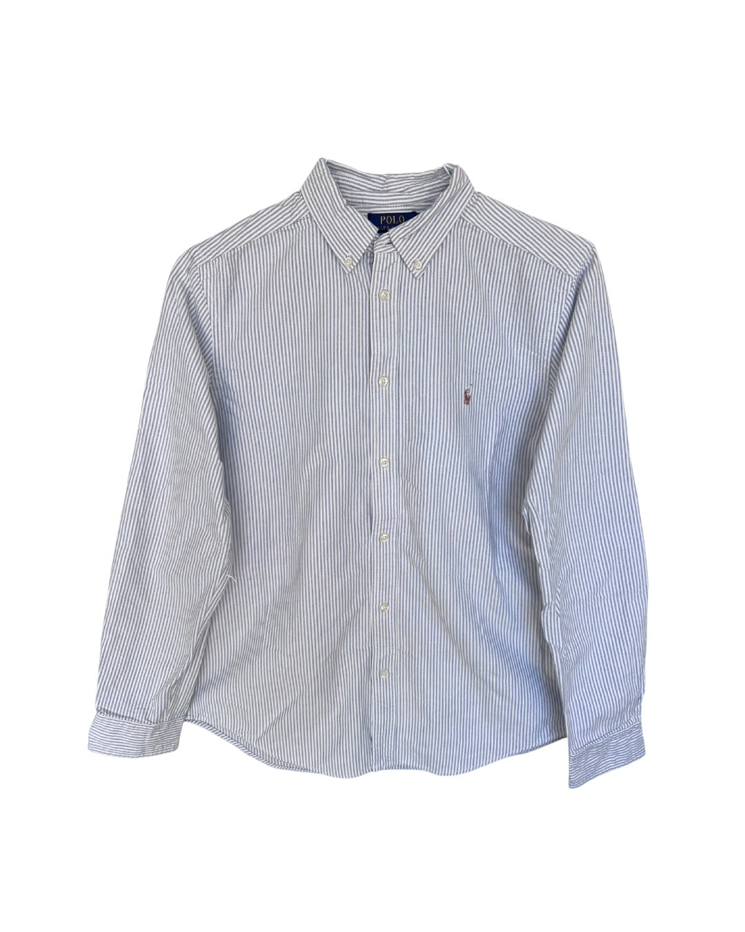 ‏RL White/ Blue Stripes & Colorful Logo Shirt women