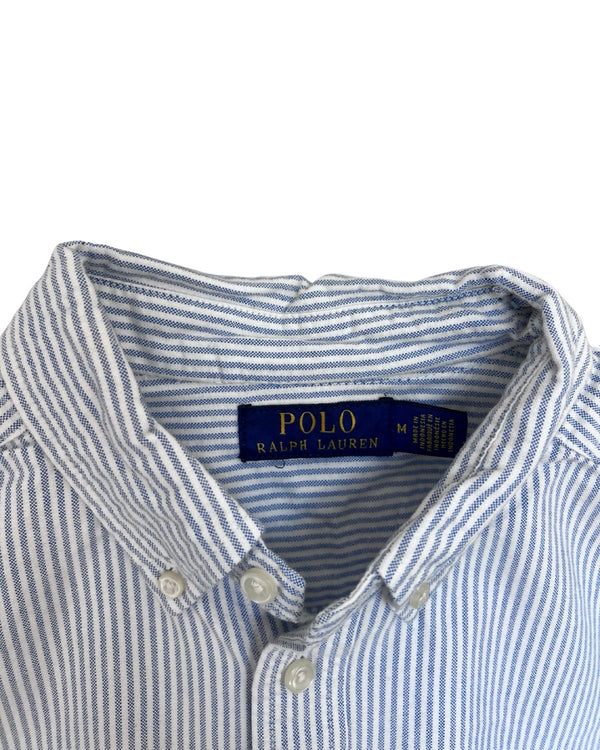 ‏RL White/ Blue Stripes & Colorful Logo Shirt women