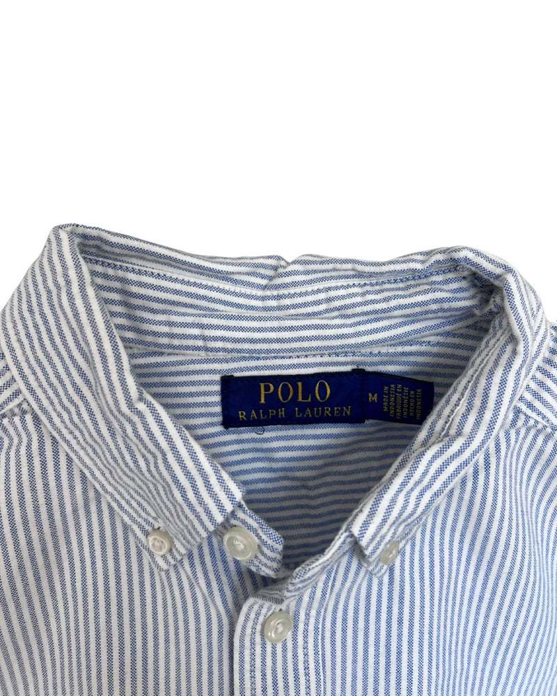 ‏RL White/ Blue Stripes & Colorful Logo Shirt women