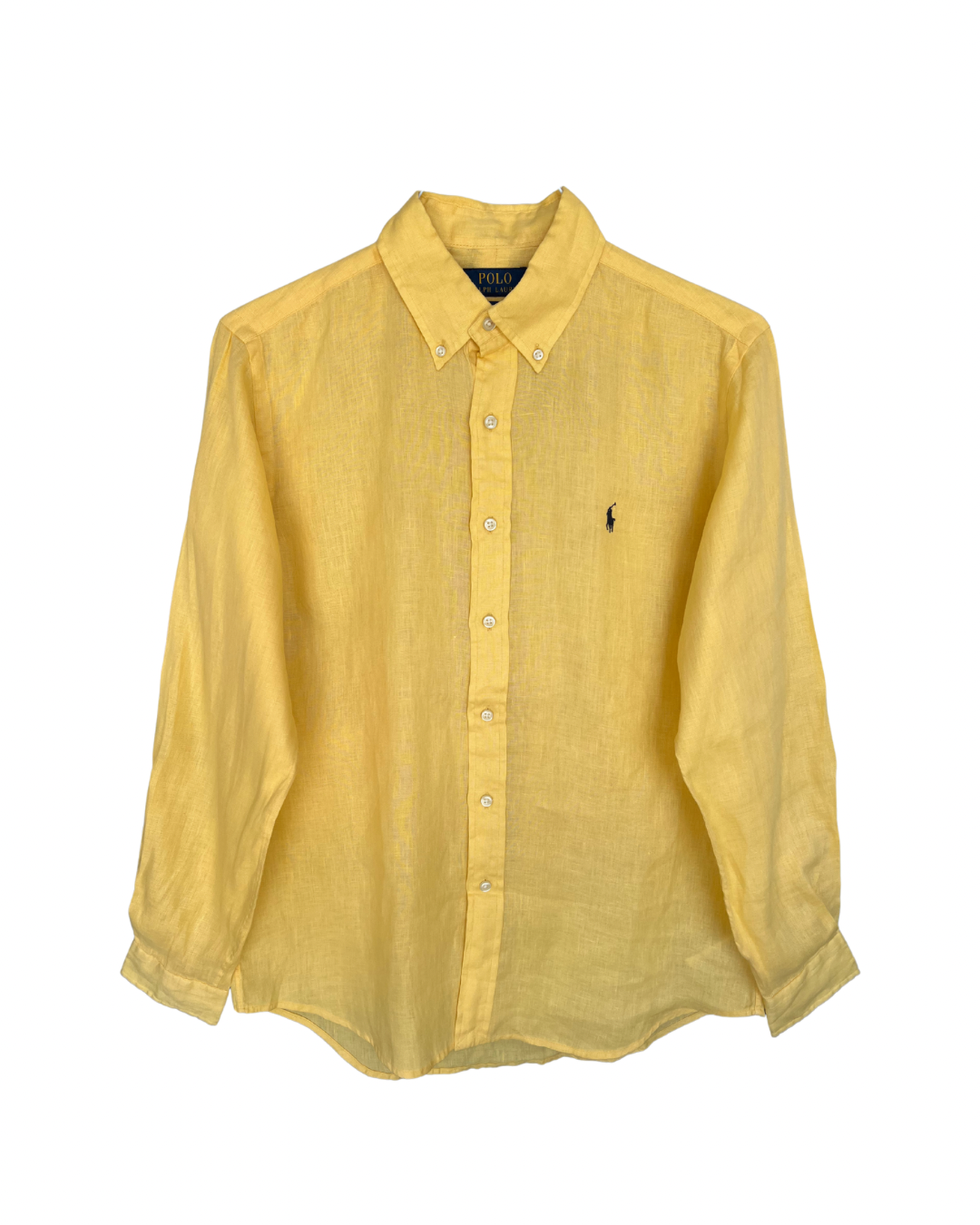 ‏RL Yellow & Navy Logo Linen Shirt