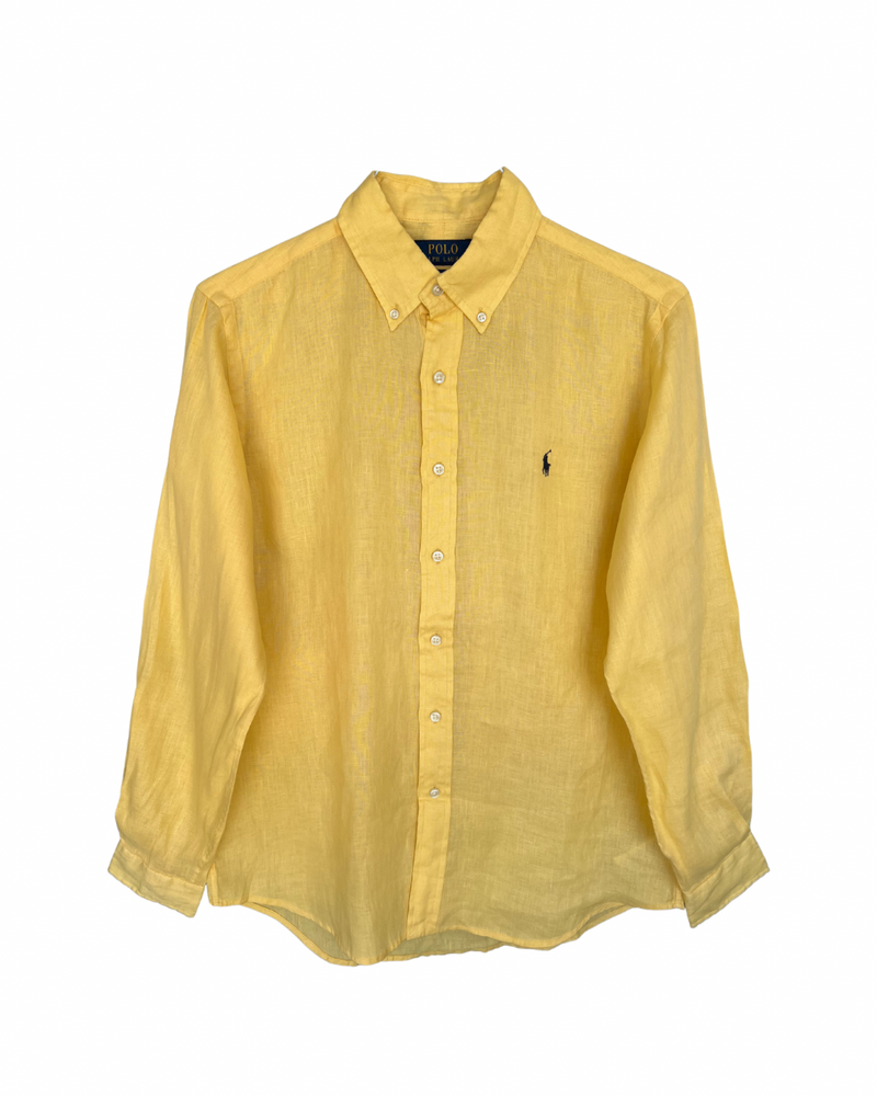 ‏RL Yellow & Navy Logo Linen Shirt