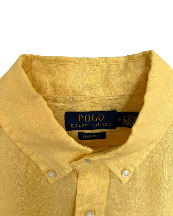‏RL Yellow & Navy Logo Linen Shirt