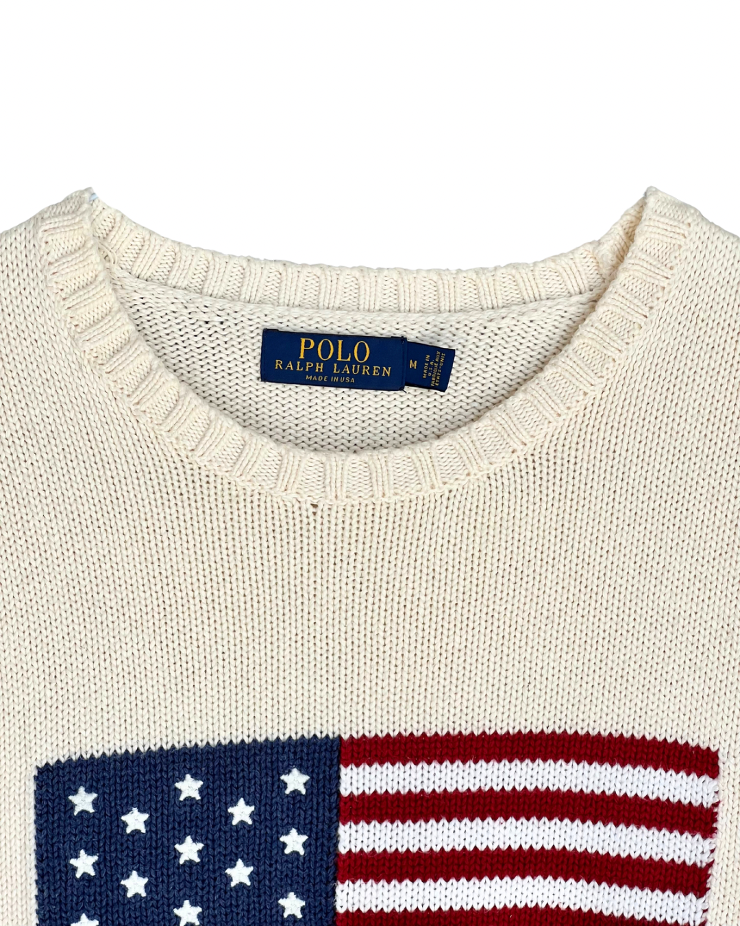 ‏RL Cream American Flag Sweater