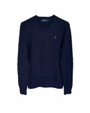 ‏RL Navy & Blue Logo Cable Knit Sweater