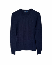 ‏RL Navy & Blue Logo Cable Knit Sweater