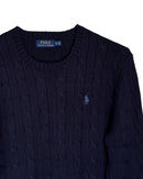 ‏RL Navy & Blue Logo Cable Knit Sweater