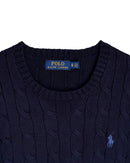 ‏RL Navy & Blue Logo Cable Knit Sweater