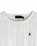 ‏RL White &Navy Logo Cable Knit Sweater