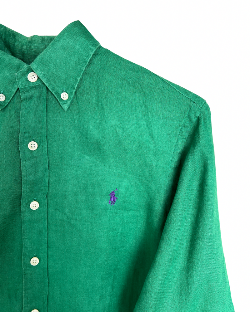 RL Green & Purple Logo Linen Shirt