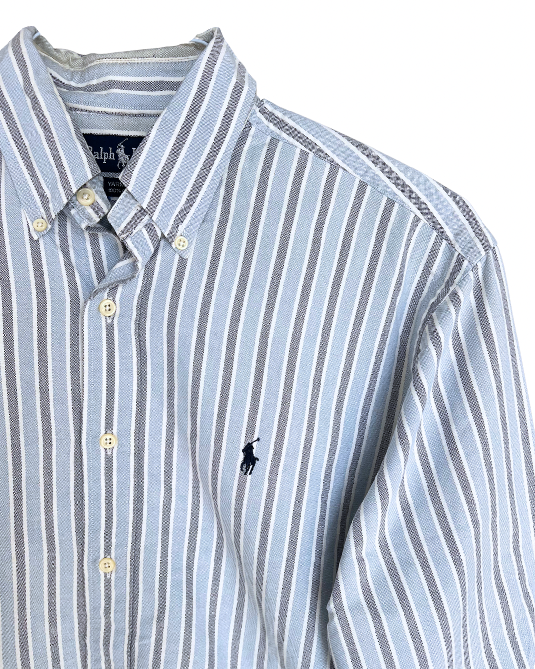 RL Blue/ Gray Stripes & Navy Logo Shirt
