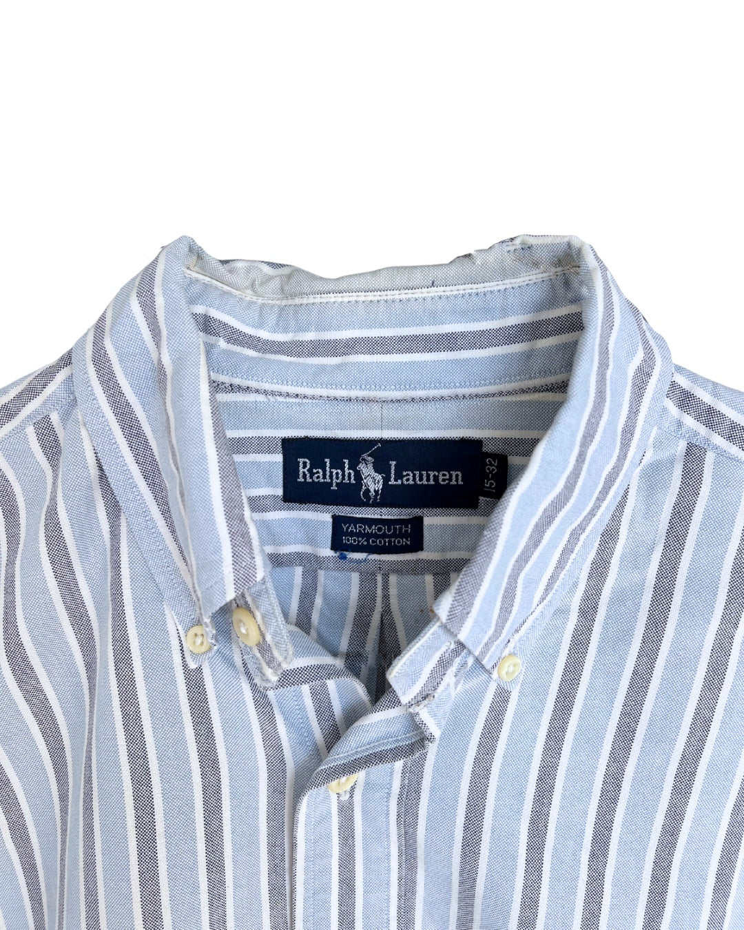 RL Blue/ Gray Stripes & Navy Logo Shirt