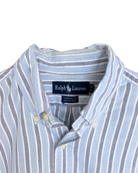 RL Blue/ Gray Stripes & Navy Logo Shirt
