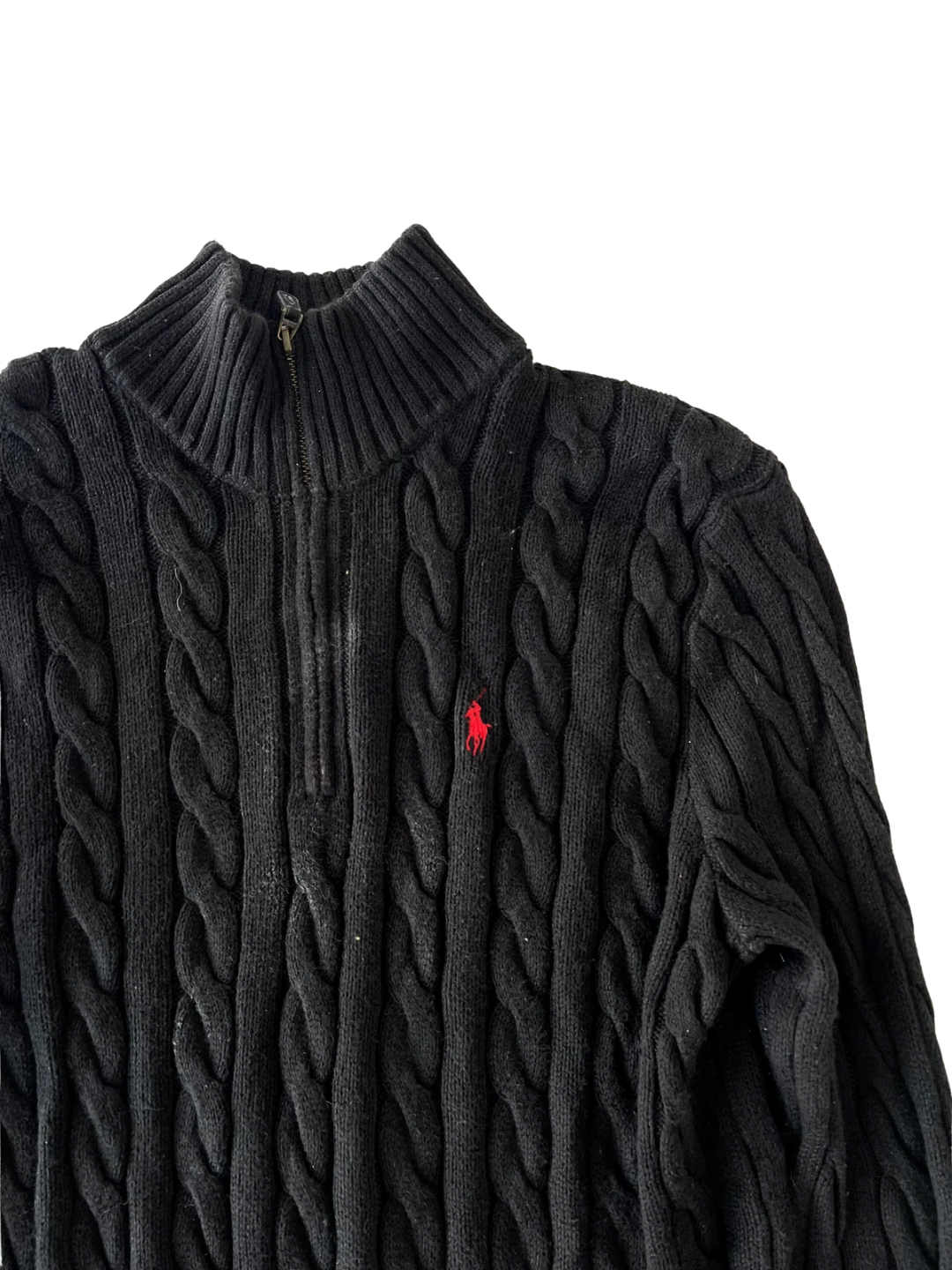 ‏Black half-zip sweater