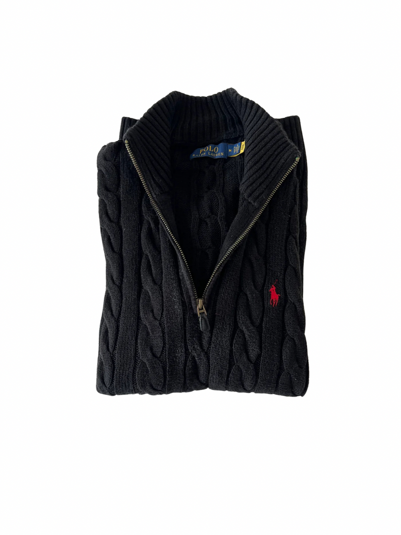 ‏Black half-zip sweater