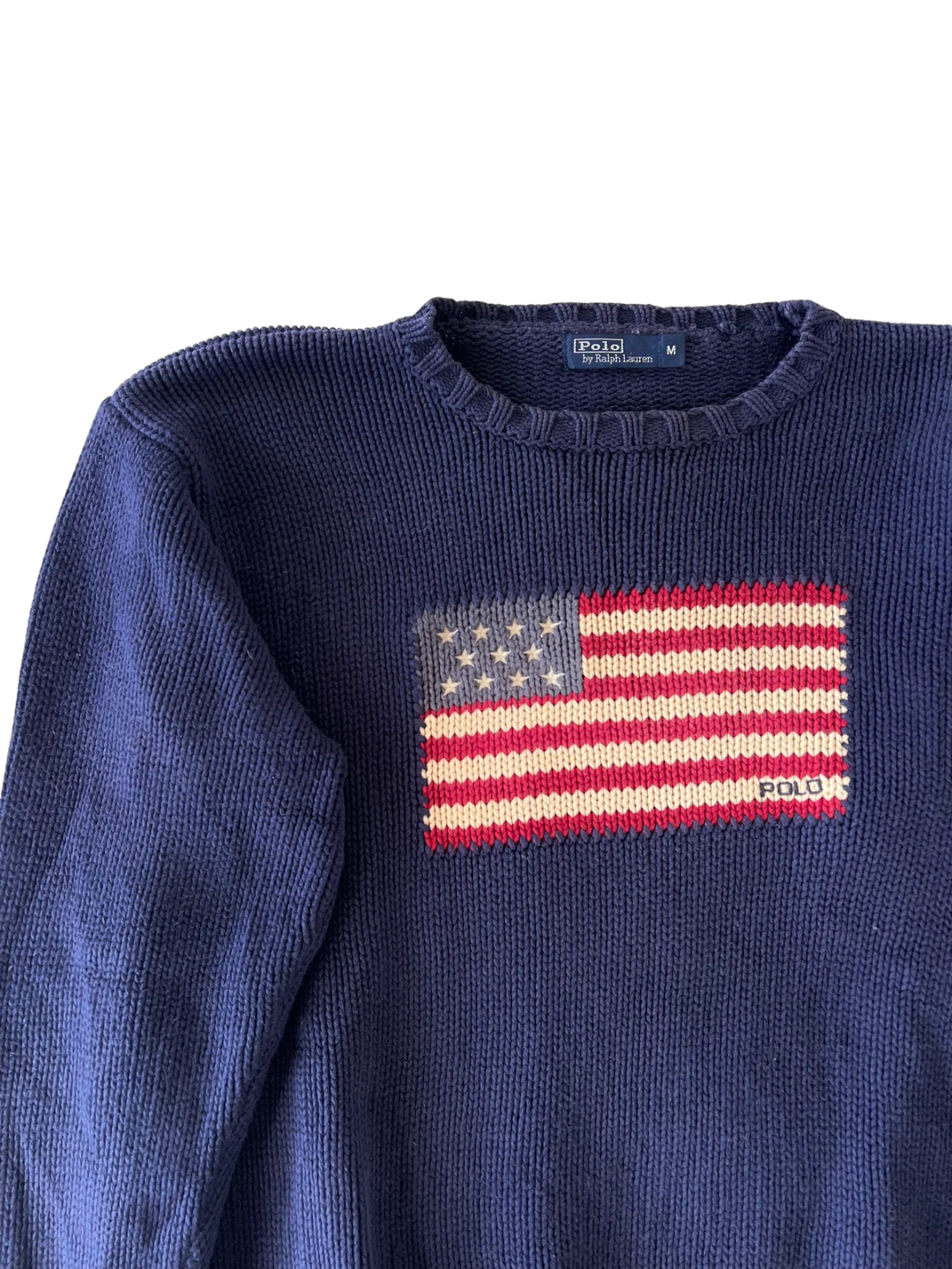 ‏Navy American flag sweater