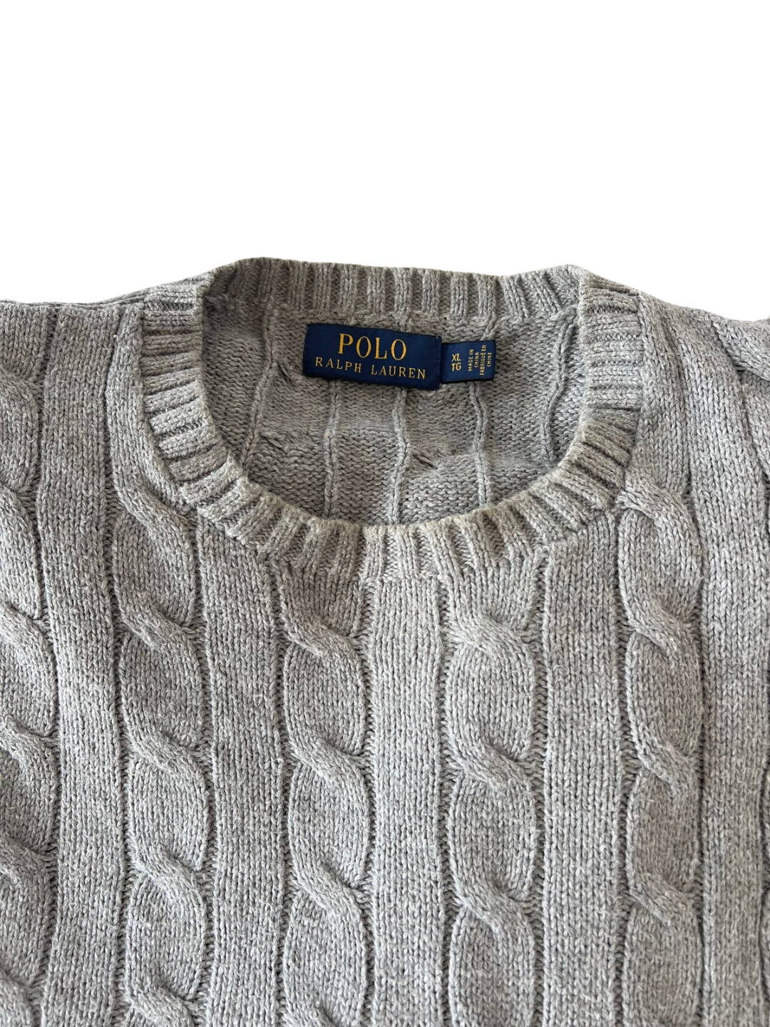 ‏Gray & gray logo cable knit sweater