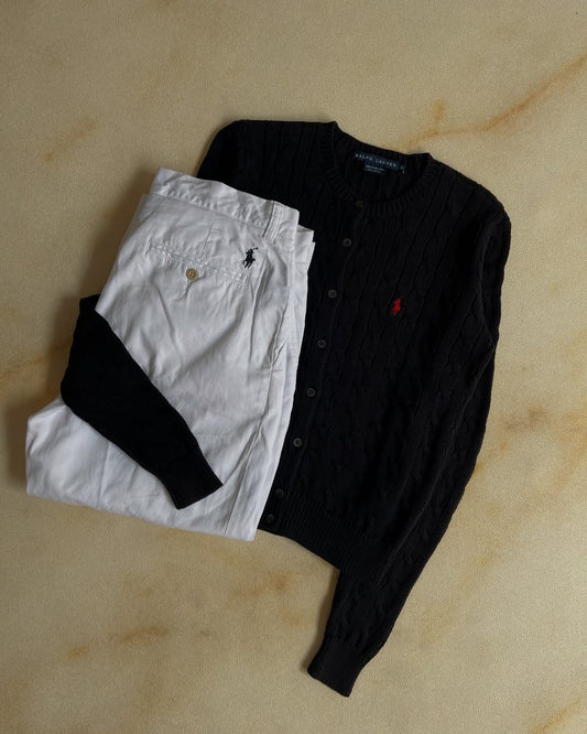 Cardigan cable knit Ralph lauren - Black&amp;Red