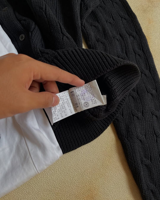 Cardigan cable knit Ralph lauren - Black&amp;Red
