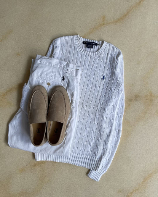 Cable knit Ralph lauren - Light white&amp;Sea blue