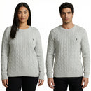 RL Light Grey Cable Knit Sweater & Navy Logo (XL)