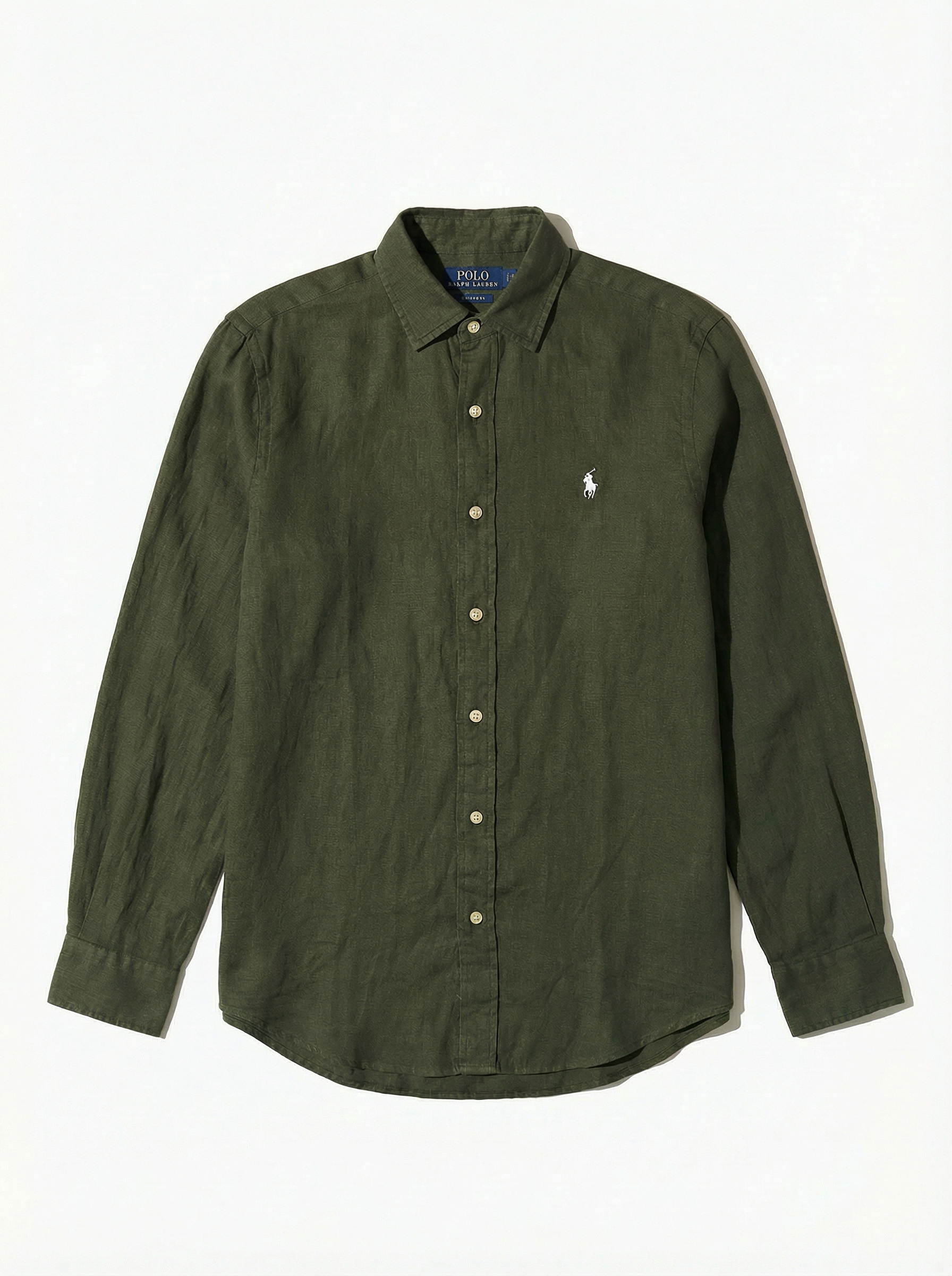 מכופתרת פשתן ירוקה לוגו לבן Polo Ralph Lauren