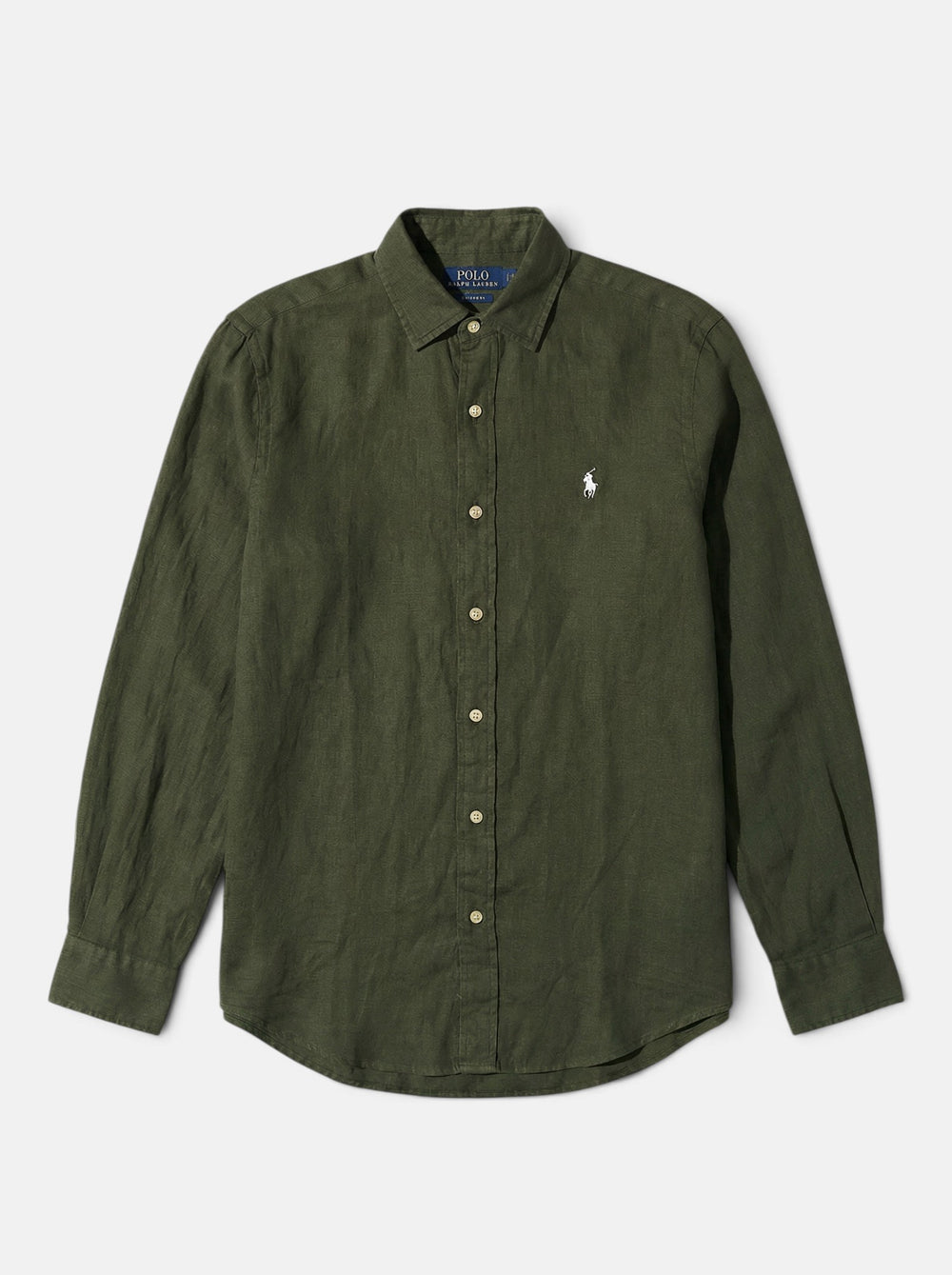 מכופתרת פשתן ירוקה לוגו לבן Polo Ralph Lauren