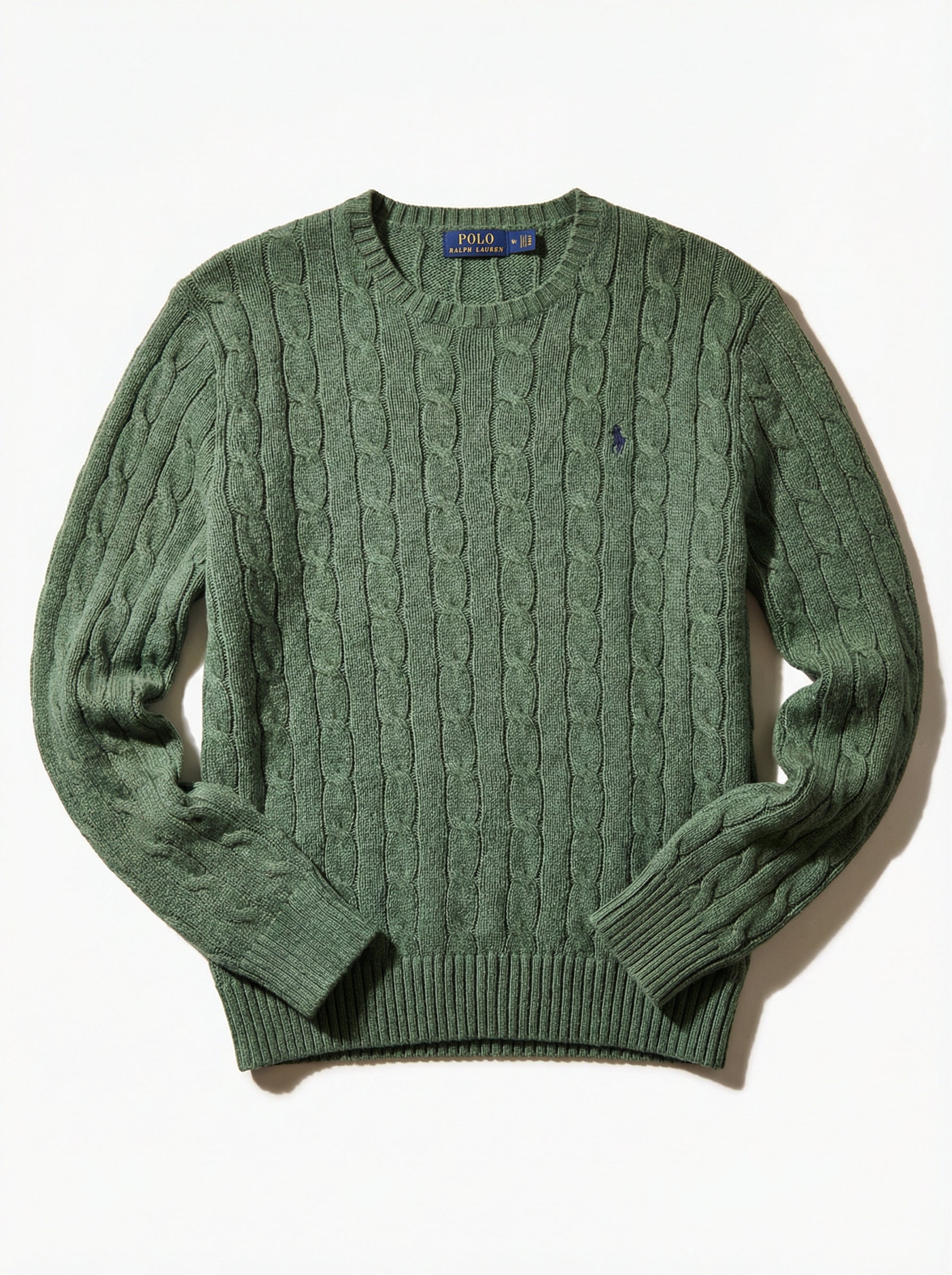 סריג צמות ירוק בהיר מכותנה Polo Ralph Lauren