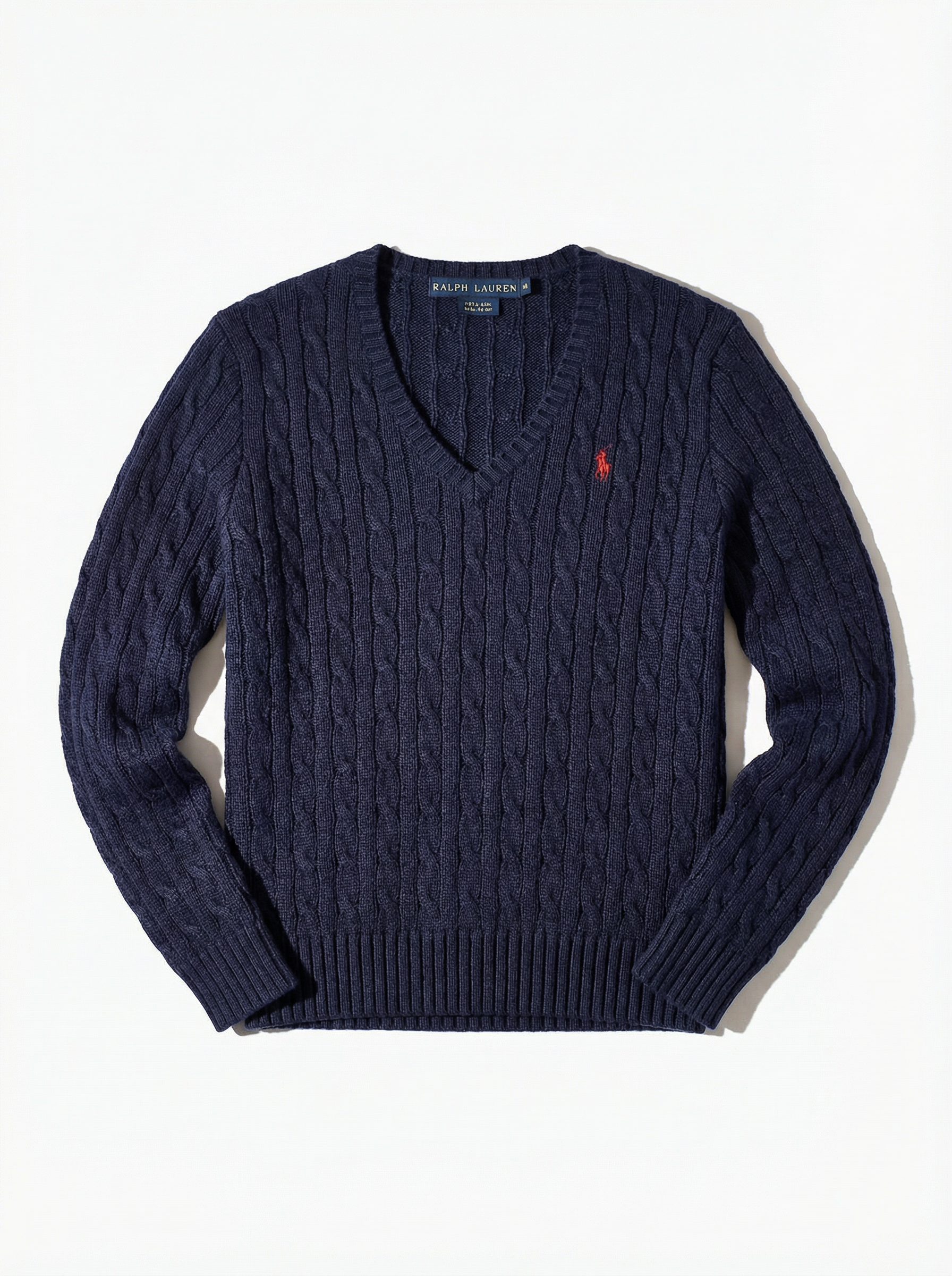 סריג צמות נייבי v מכותנה Polo Ralph Lauren