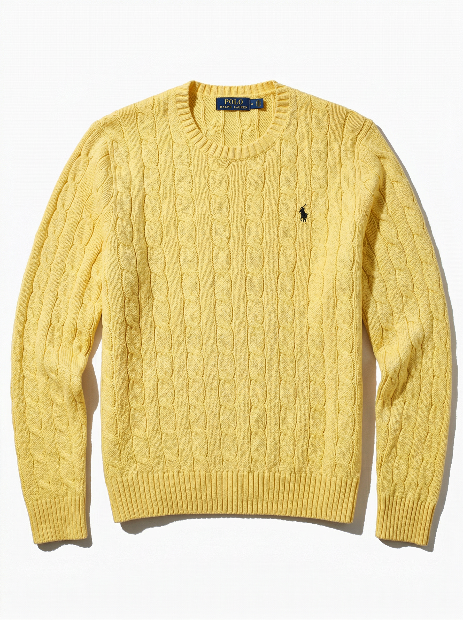 סריג צמות צהוב חמאה מכותנה Polo Ralph Lauren