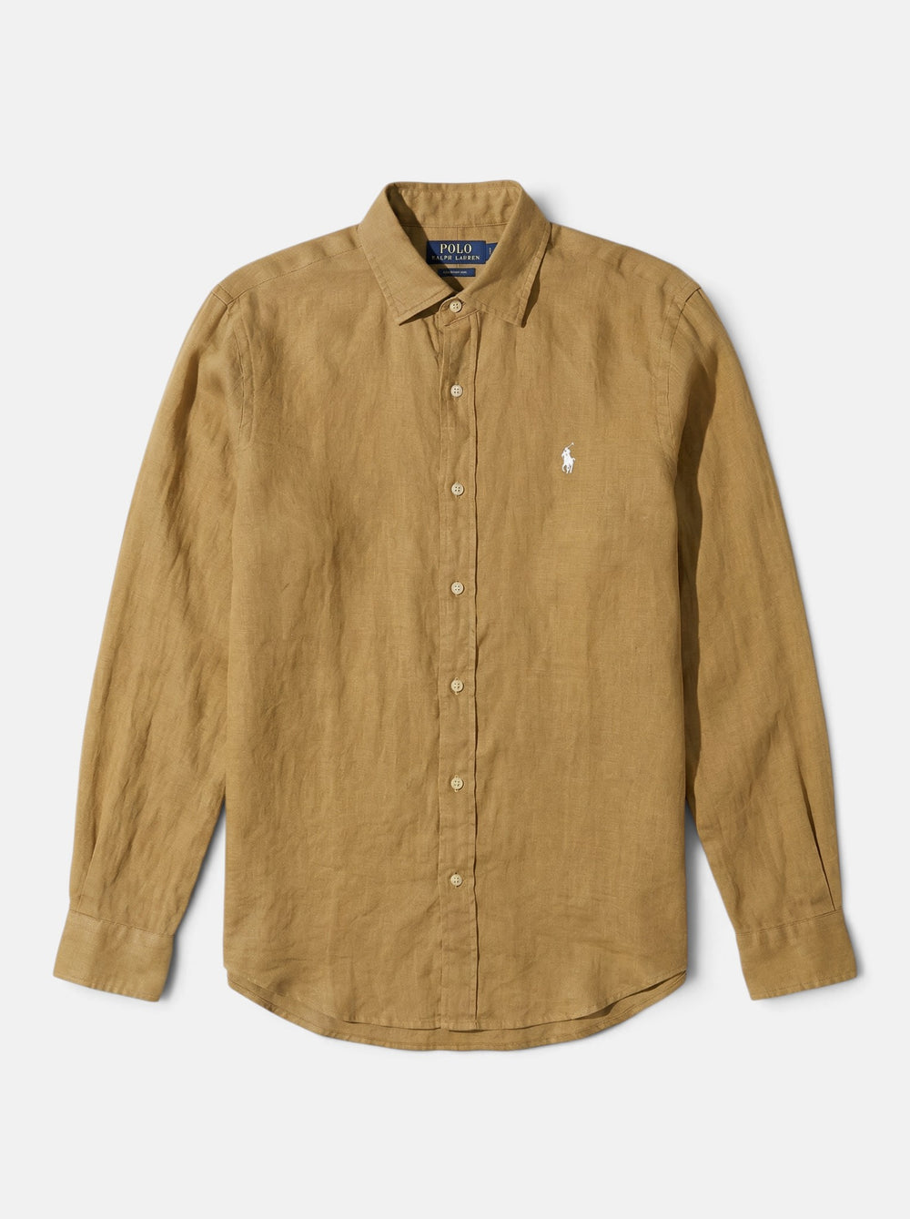 מכופתרת פשתן חום בהיר לוגו לבן Polo Ralph Lauren