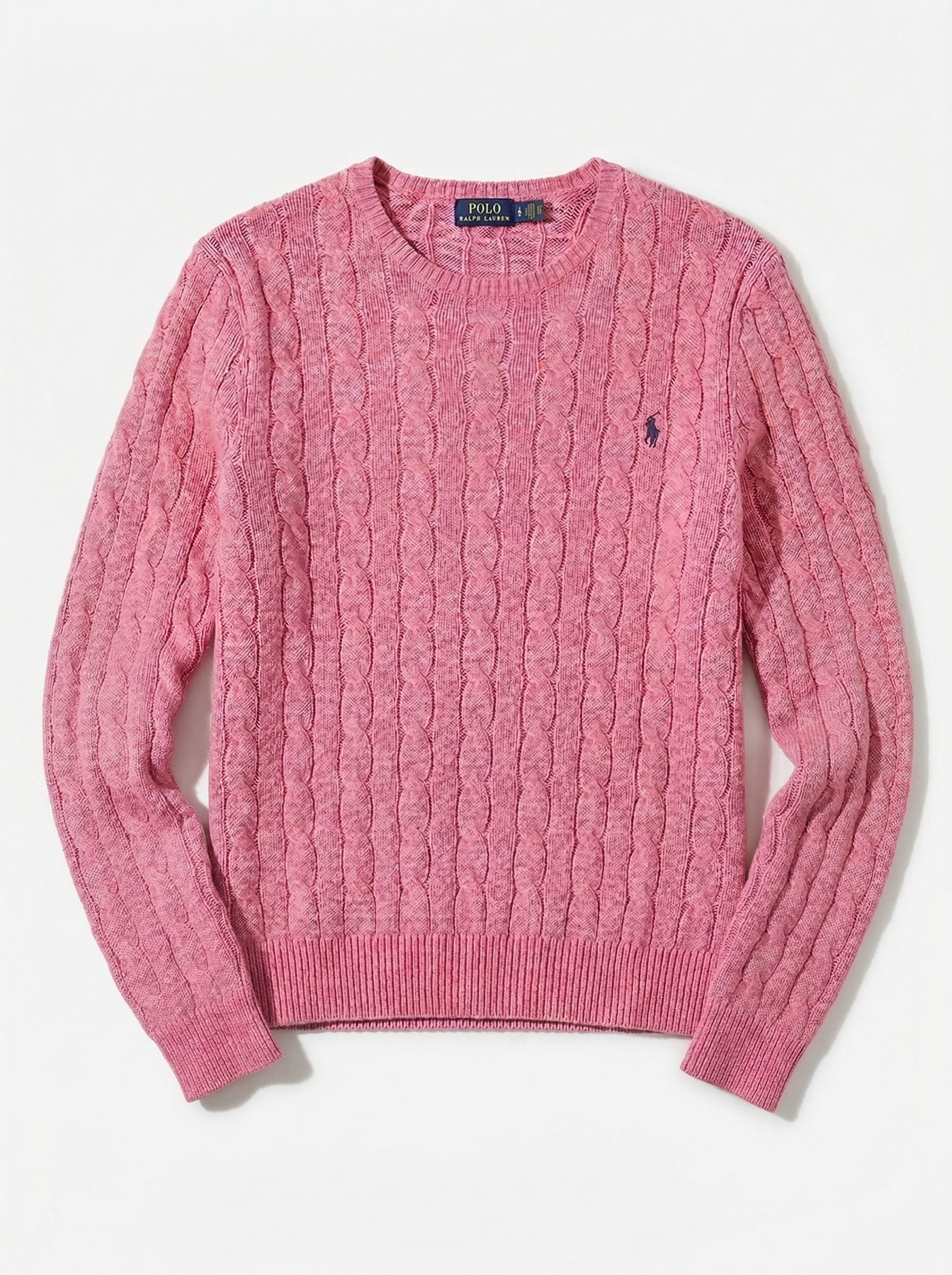 סריג צמות ורוד מצמר Polo Ralph Lauren