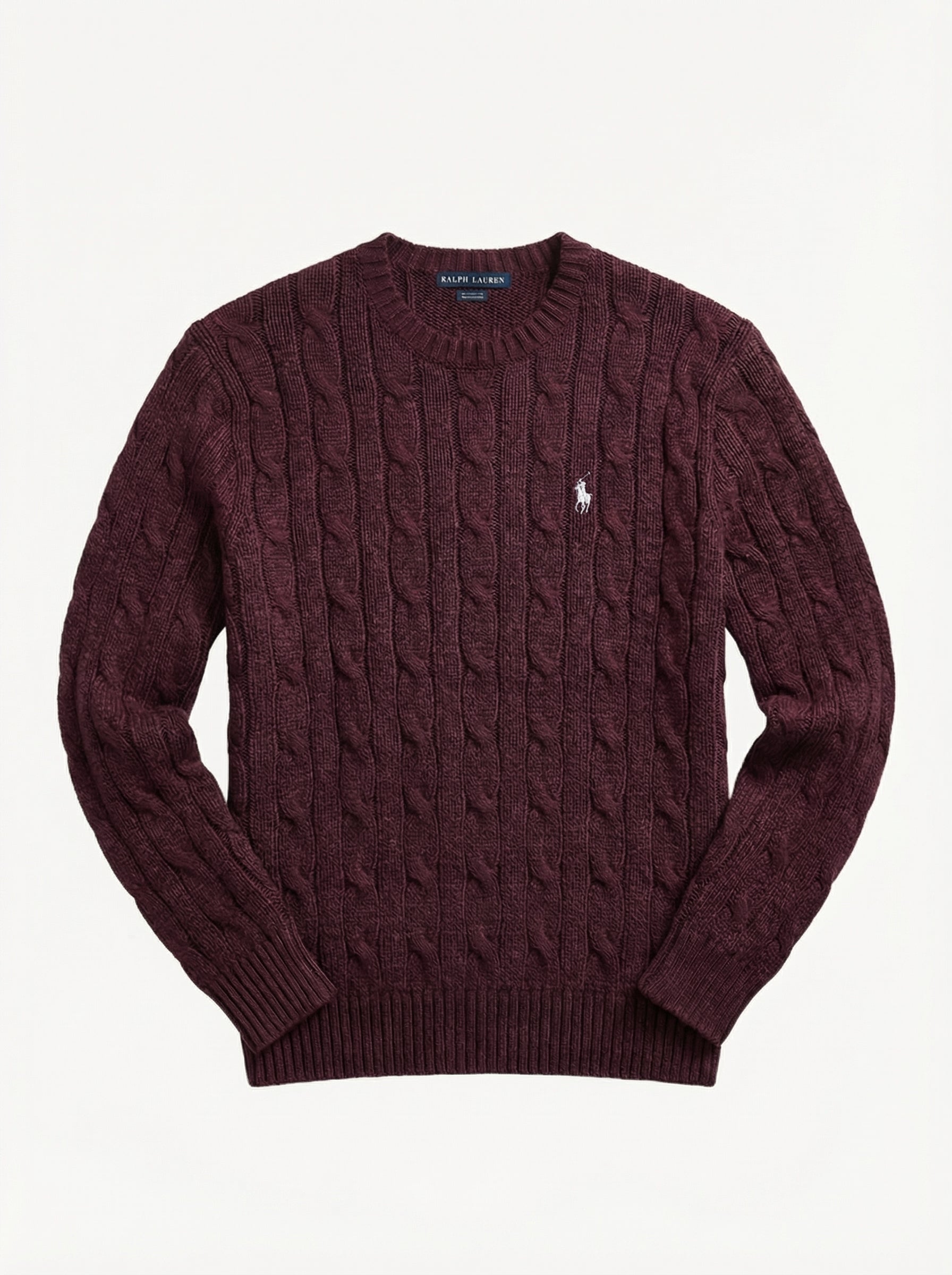 סריג צמות בורדו לנשים מכותנה Polo Ralph Lauren