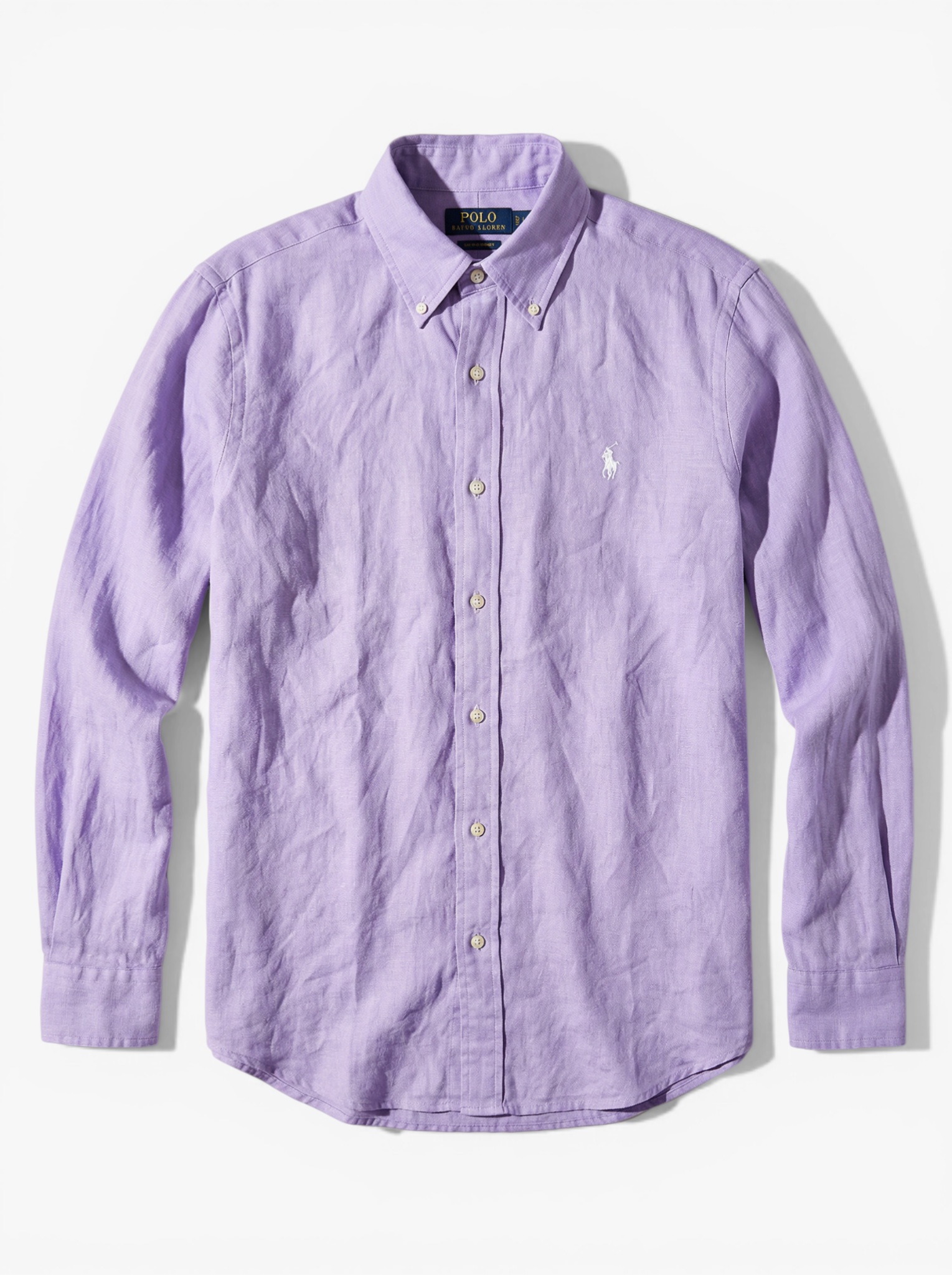 מכופתרת פשתן סגולה לוגו לבן Polo Ralph Lauren