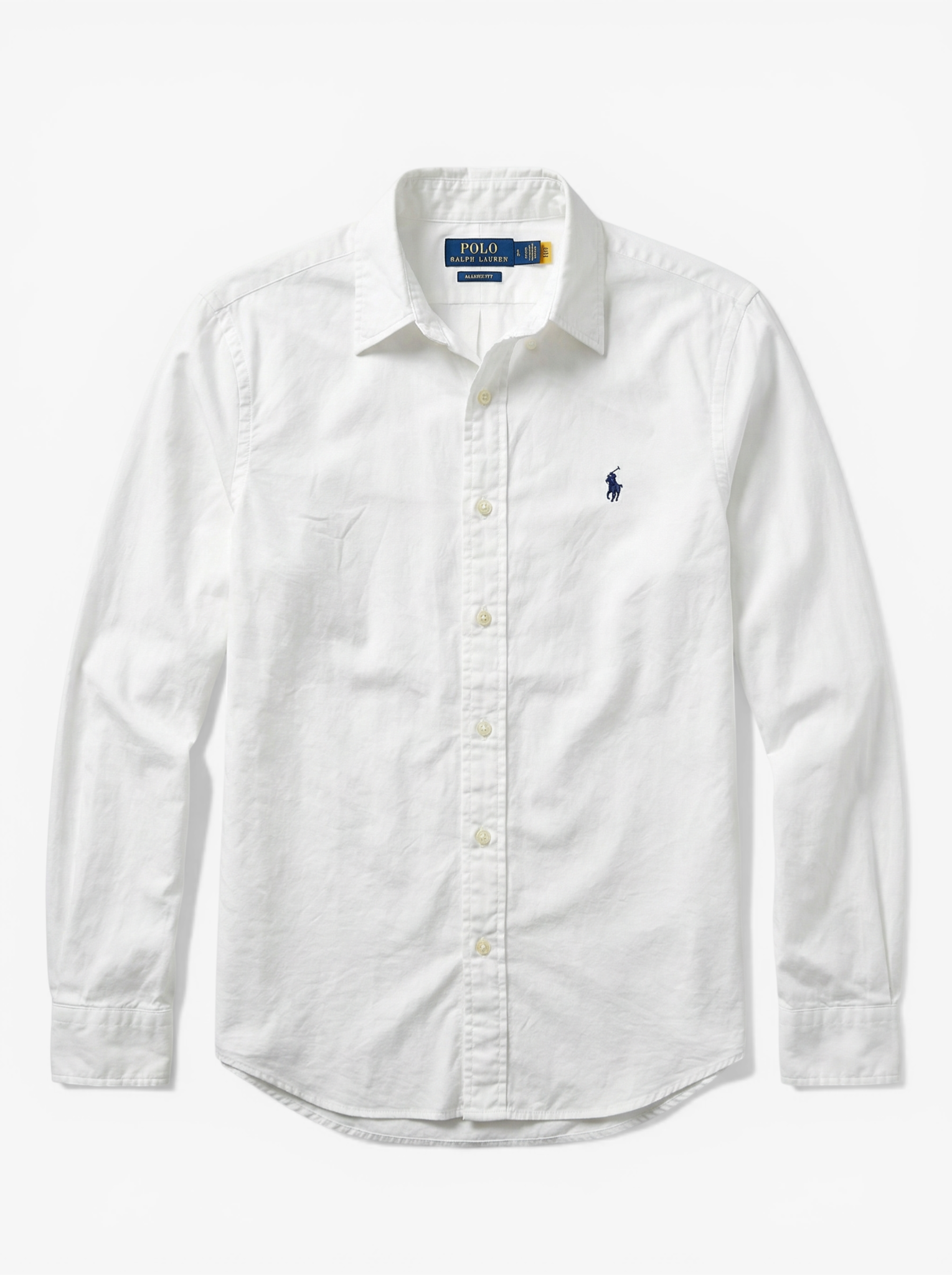 מכופתרת כותנה לבנה לוגו נייבי Polo Ralph Lauren