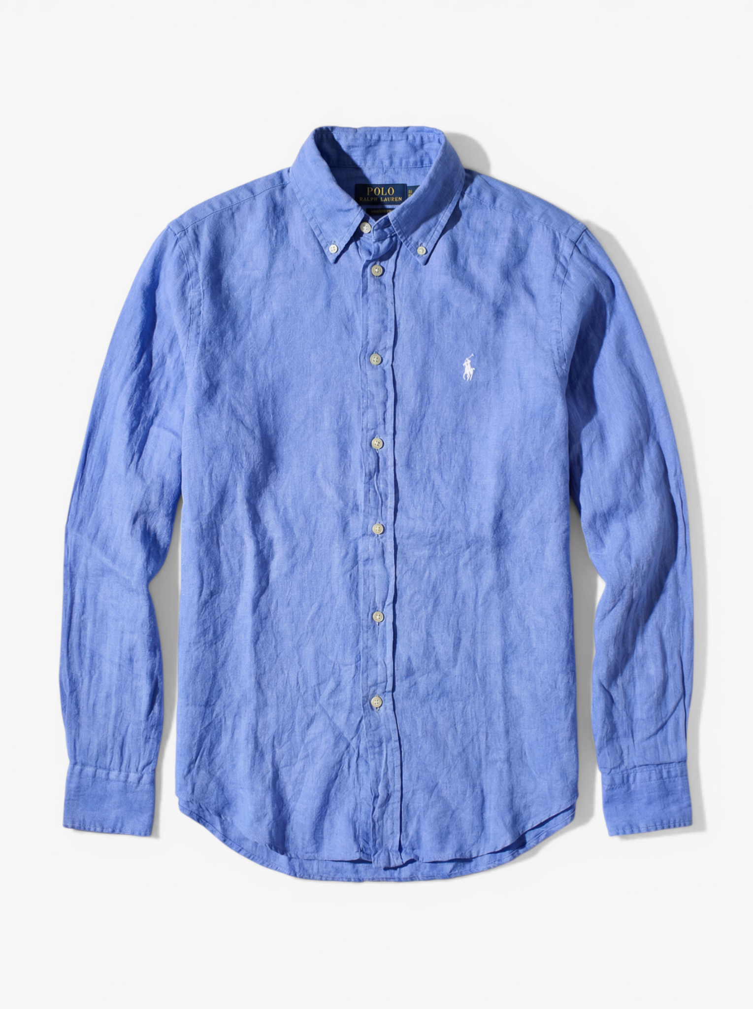 מכופתרת פשתן תכלת לוגו לבן Polo Ralph Lauren