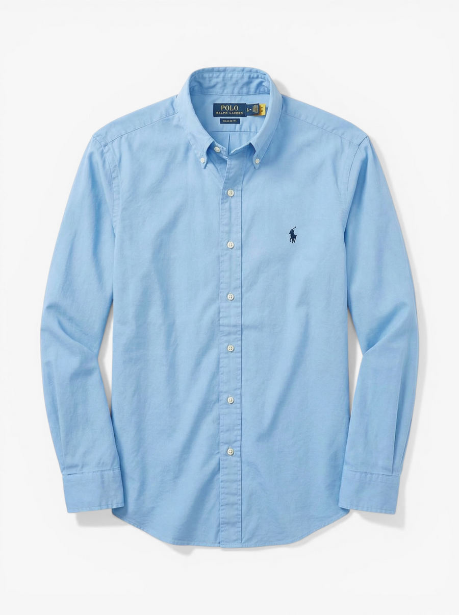 מכופתרת כותנה תכלת לוגו נייבי Polo Ralph Lauren