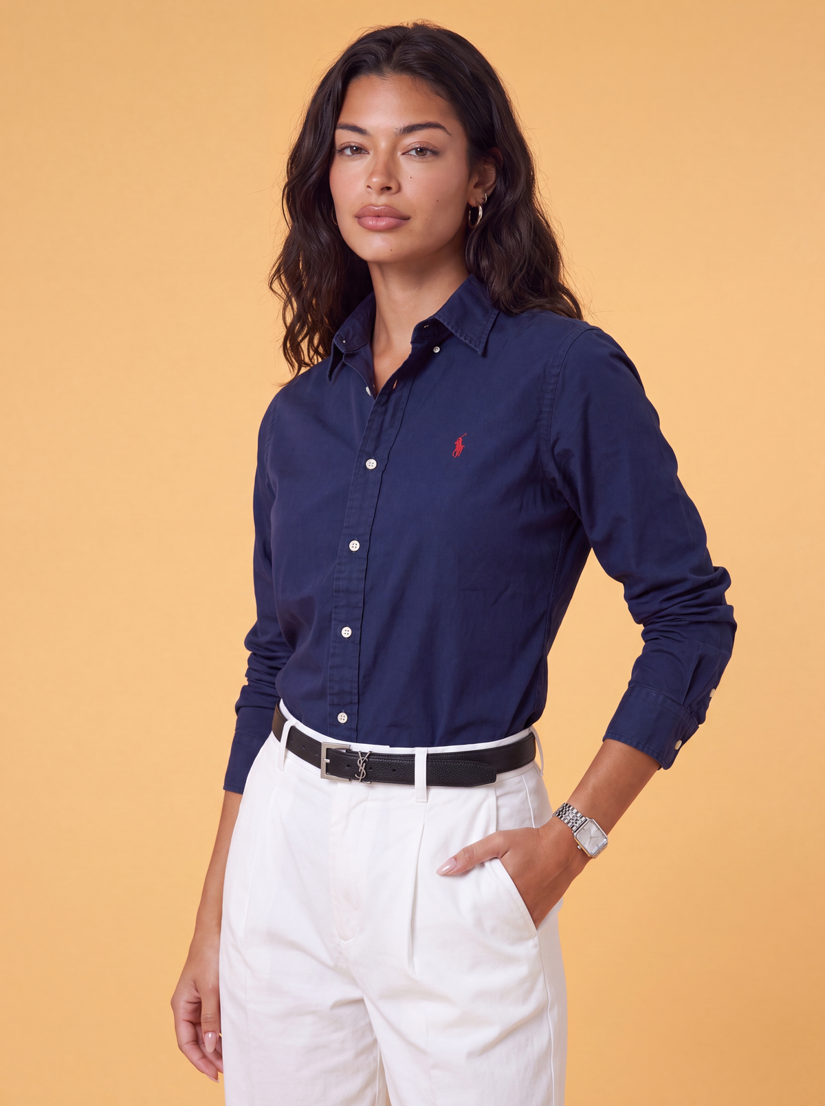 מכופתרת כותנה נייבי לוגו אדום Polo Ralph Lauren