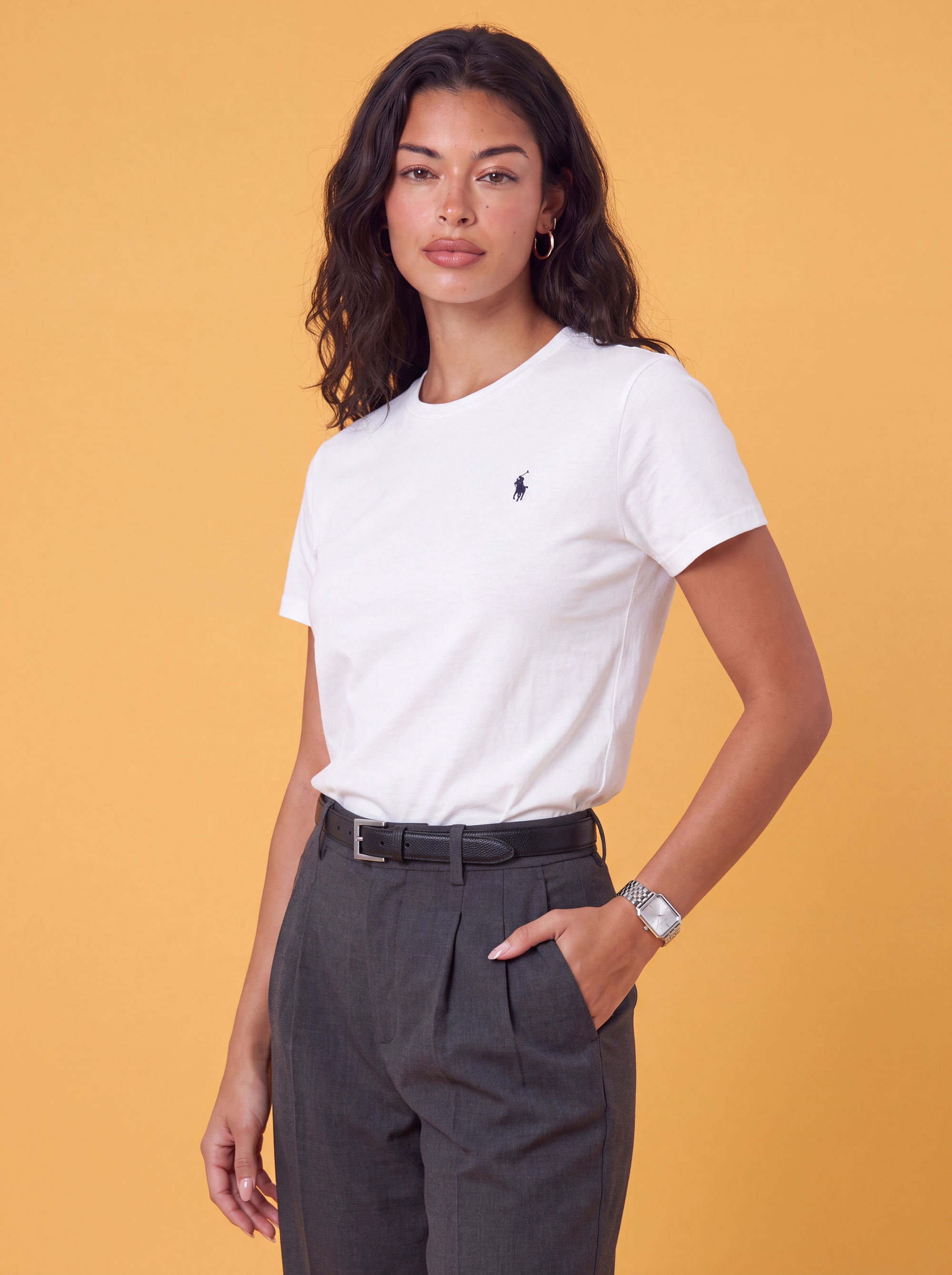 חולצת טי-שירט לבנה לוגו נייבי Polo Ralph Lauren