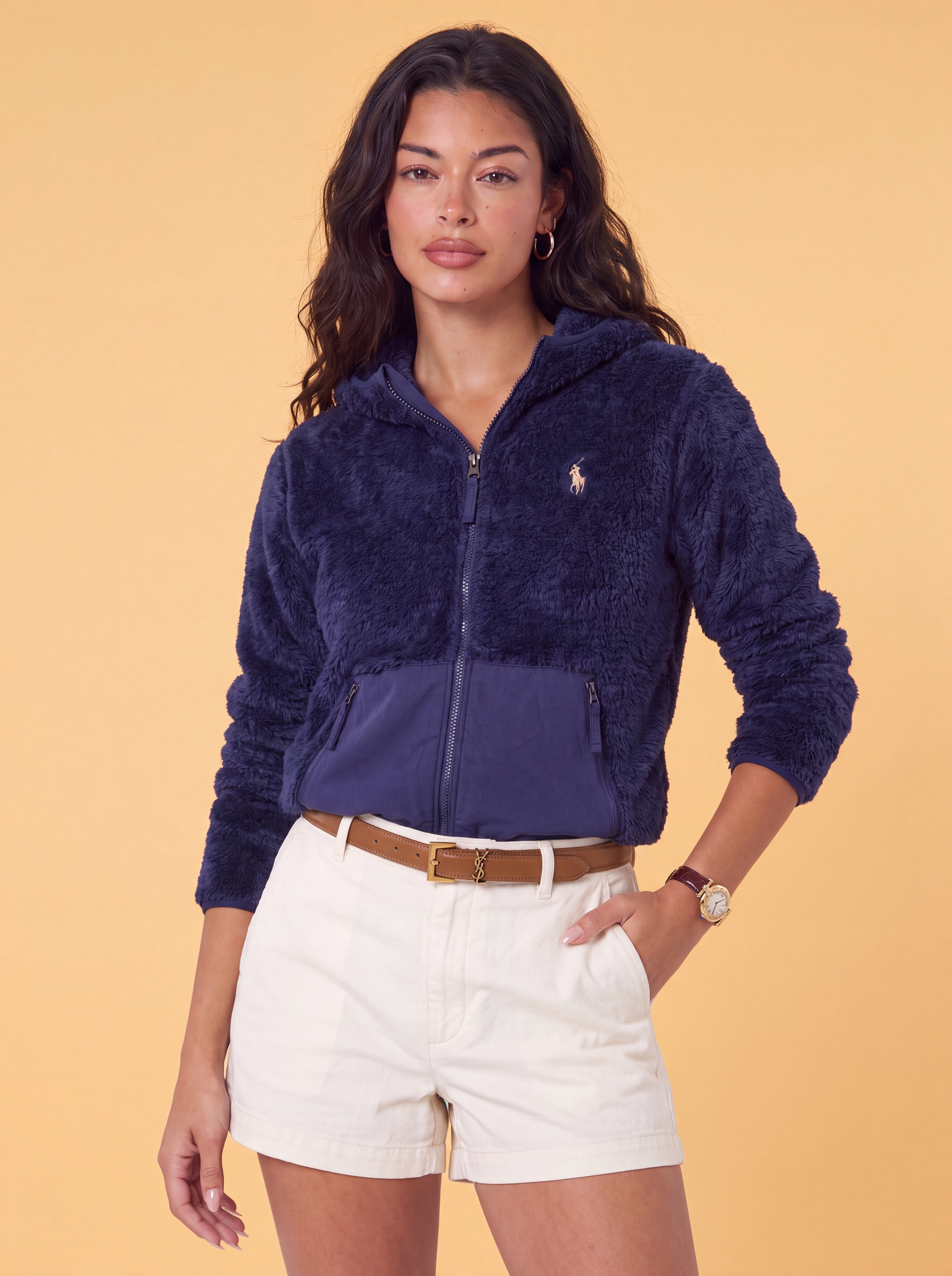 קפוצ׳ון נייבי פרווה לוגו ב׳ז Polo Ralph Lauren