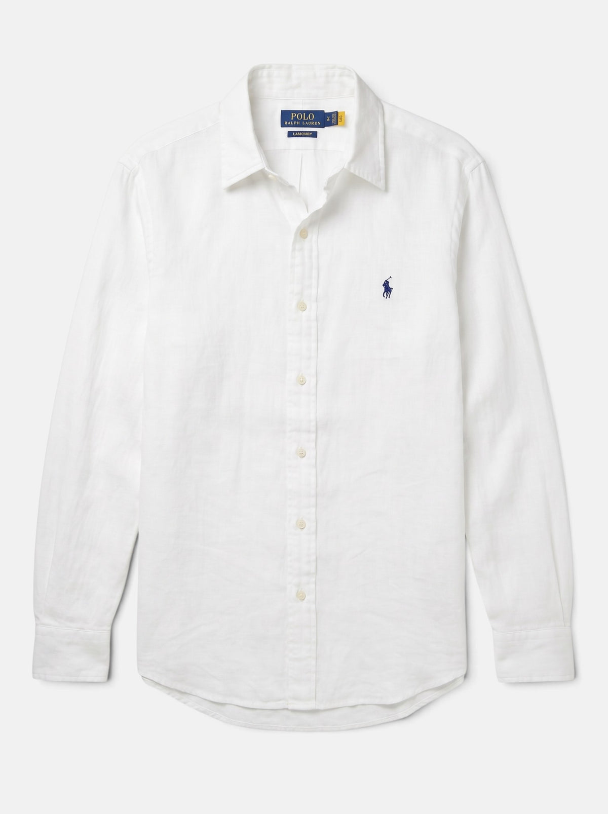 מכופתרת פשתן לבנה לנשים לוגו נייבי Polo Ralph Lauren
