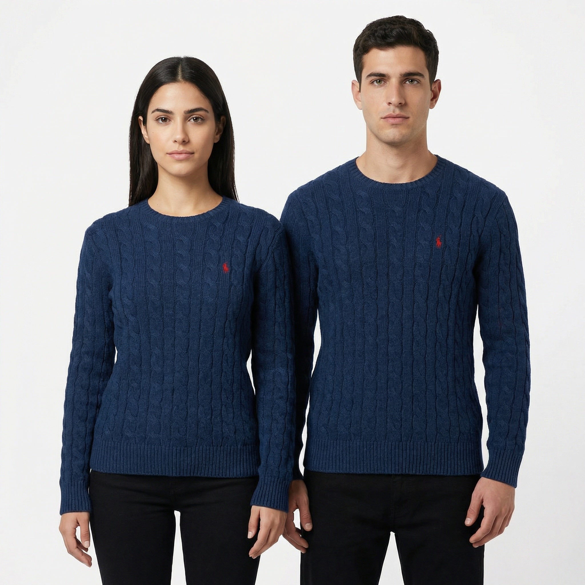 RL Navy Cable Knit Sweater & Red Logo (L)