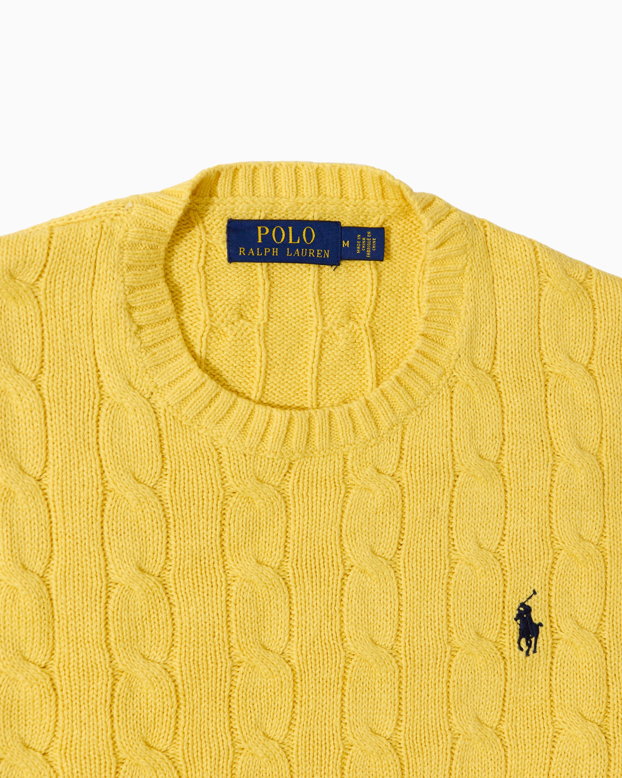 RL Yellow Cable Knit Sweater & Navy Logo (M)