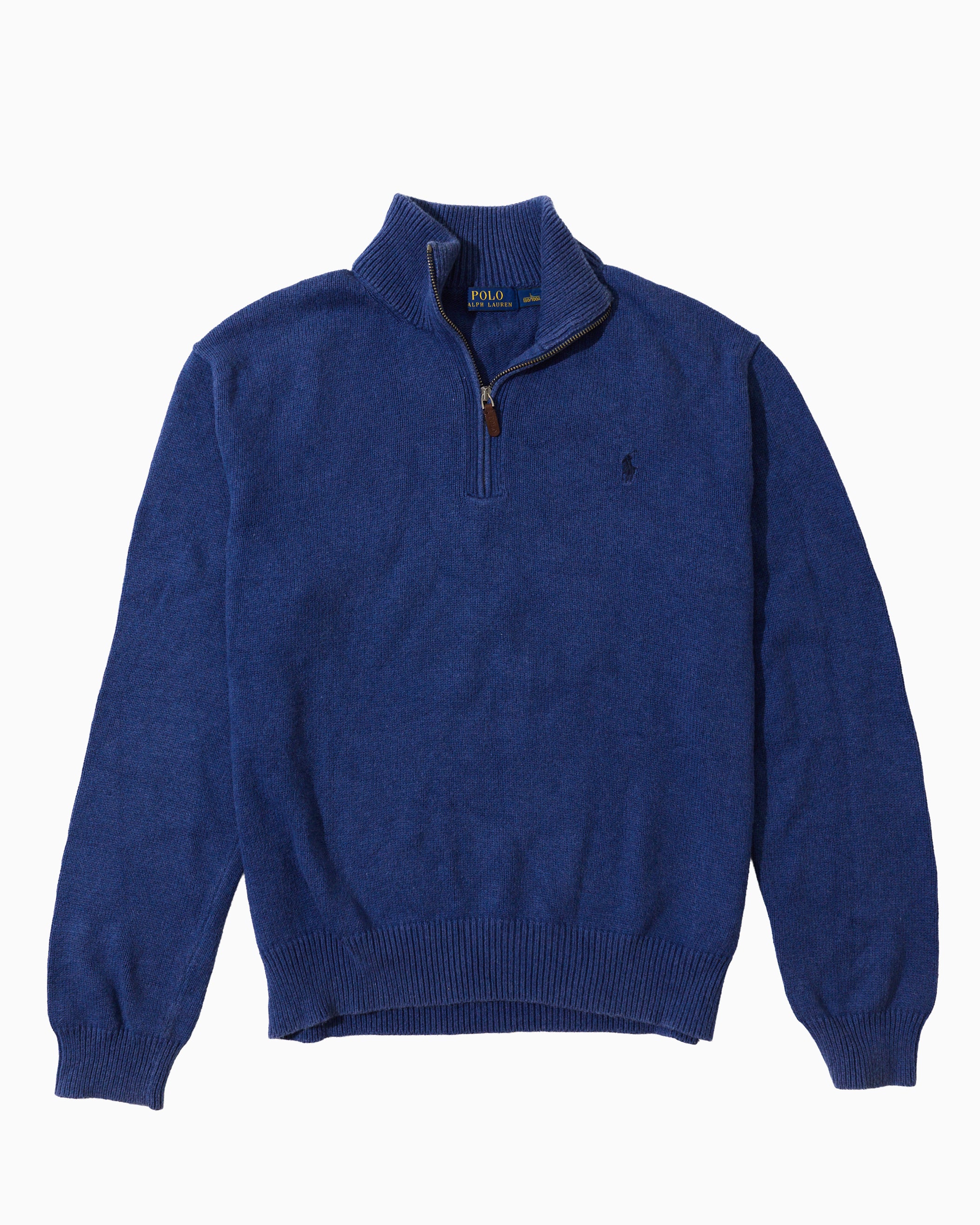 RL Blue Half-Zip Knit Sweater & Navy Logo (L)