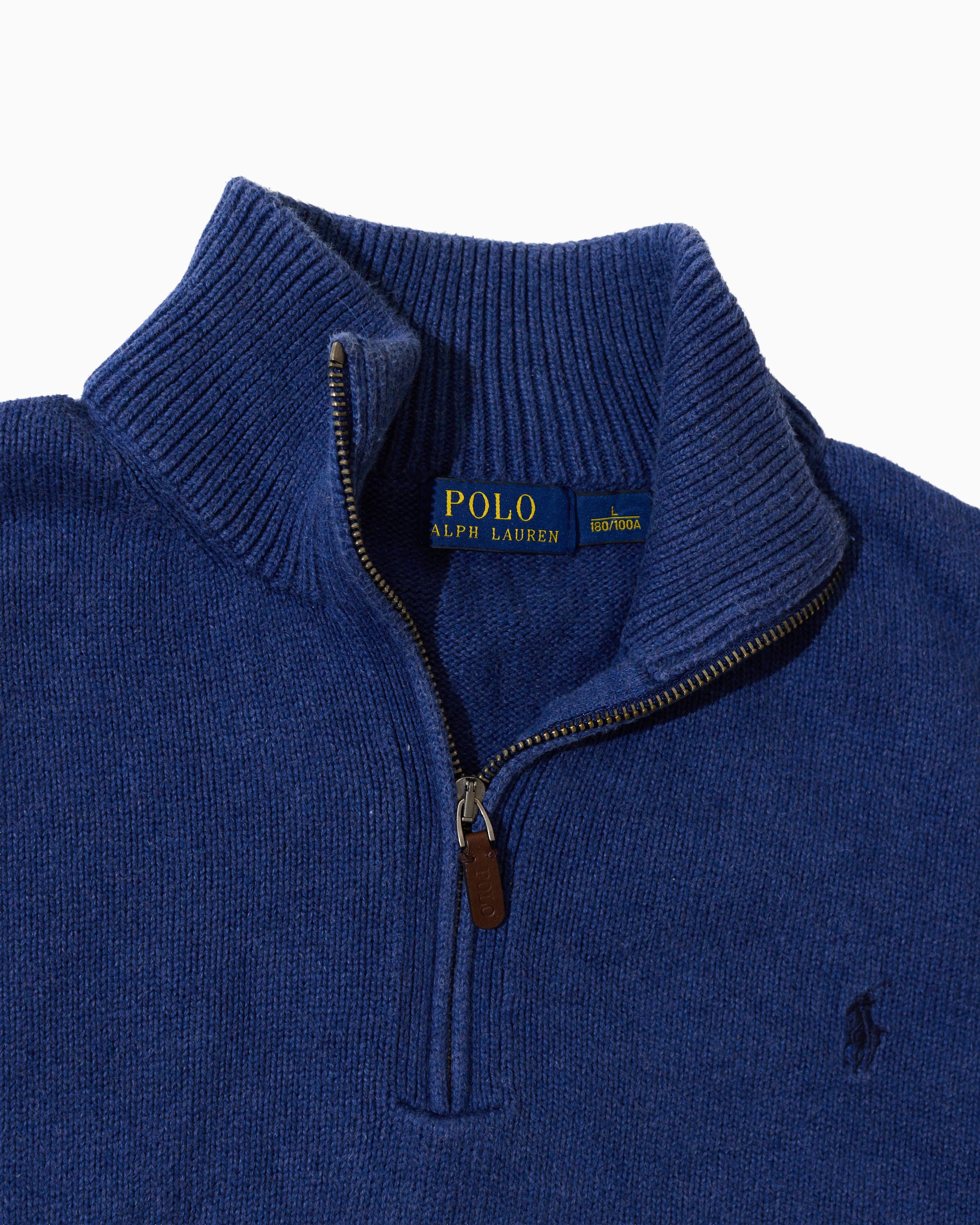 RL Blue Half-Zip Knit Sweater & Navy Logo (L)